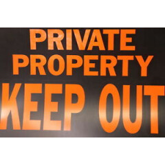 (6-Pk) Hy Ko Private Property Keep Out Sign Plastic Black Orange 9" x 12" 3016