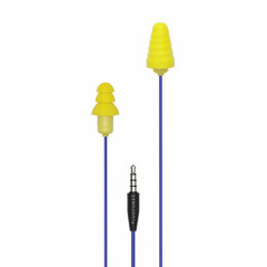 Plugfones Guardian, Earplugs with Audio, Earplug Headphones, 26 dB NRR, Yellow