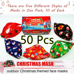 50 Pcs Face Mask Mouth & Nose Protector Respirator Christmas Masks USA seller