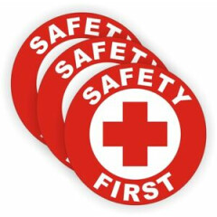 3x Safety First Hard Hat Stickers \ OSHA Helmet Welding Decals Labels Badge -RED