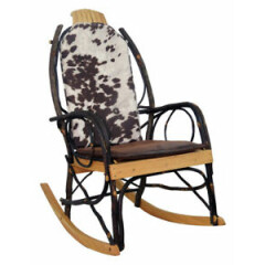Amish Hickory Rocking Chair Pad Cushion Set in Faux Cow Hide Fabric