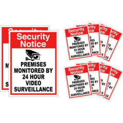 10 Pack Home CCTV Surveillance Security Camera Video Sticker Warning Decal Signs