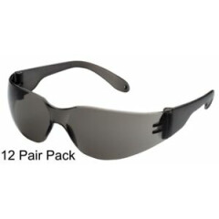 12 Pack Pair Safety Glasses Grey Smoke Lens Protective Eyewear Sunglasses Work 