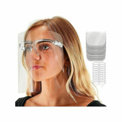 Safety Face Shields with Glasses Frames Ultra Clear Protective Mask Alternative