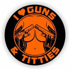 I Love Guns and Titties Funny Sexy Hard Hat Sticker Motorcycle Helmet Decal USA