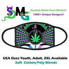 Weed Marijuana Black Light Poster Pot Leaf Face Mask | Support Unsigned Bands 
