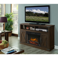 Electric Fireplace TV Stand w/ 13 Heat Settings Freestanding 53 In. Rustic Brown