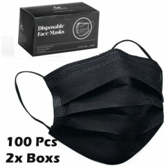 50 / 100 PCS Black Face Mask Mouth & Nose Protector Respirator Masks USA Seller