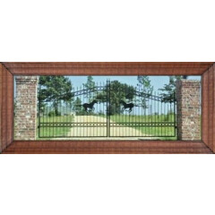 1262* 16' Driveway Gate Wrought Iron Style Steel Metal Home Yard Safety Security