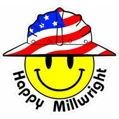 3 - Happy Millwright Smiley USA Hardhat Oilfield Helmet Toolbox Sticker H868