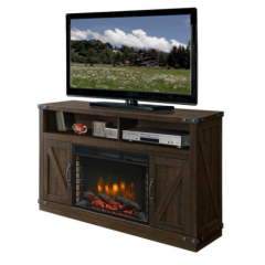 Electric Fireplace TV Stand w/ 13 Heat Settings Freestanding 53 In. Rustic Brown