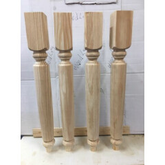  4---- 29" CLEAR PINE TABLE LEGS WOODEN TURNED 