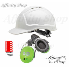 Premium Hard Hat & Wave Earmuff Combo Aussie Made Helmet with Earmuffs AS/NZS