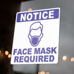 Face Mask Required Notice Sign Viny lSticker Decal, Help Stop The Spread 3" Blue