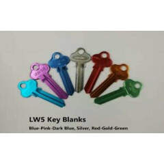 LW5 Key Blanks in Silver/Blue/Dark Blue/Purple/Red/Gold/Green Uncut LW5 KeyBlank