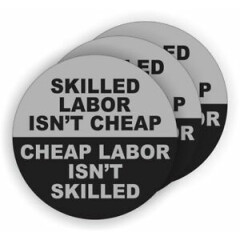 3pk Funny Skilled Labor Hard Hat Stickers Helmet Decals Labels Union Laborer GRY
