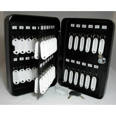 NEW Locking BLACK Dorm Auto Lock Index Wall Mount 48 Key Safe Hook Cabinet Box