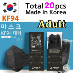 Product LAB Reasonable Black 4 Layer Mask For ADULT 20 pcs KF94 Made in Korea