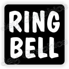 RING BELL Square Vinyl Sticker | Doorbell Decal Label Doorbell Security 2x2 -Blk