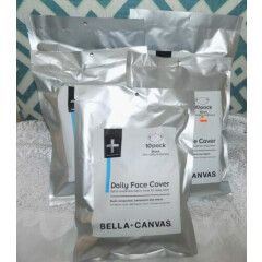 LOT 5 NEW 10 PK 50 MASKS BELLA CANVAS DAILY FACE COVERING BLACK DUAL SOFT FABRIC