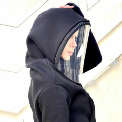 Women Shield Hooded Full Face Covering Hoodie Fleece Winter Long Sleeve For Mask