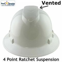 Pyramex RIDGELINE Vented Full Brim Hard Hat with 4 point suspension - White