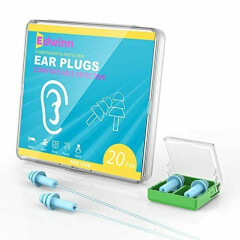 20-Pairs Reusable Silicone Earplugs - Corded & Uncorded Noise Cancelling Ear 