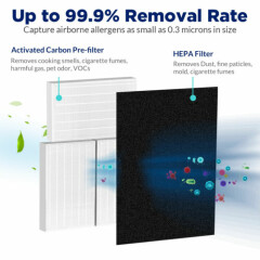 9 HEPA Filter R Replacement + 8 Carbon Filters for Honeywell HPA300 Air Purifier
