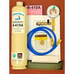 410a, R410, Large 38 oz. Can A/C Recharge Kit, Color-Coded Gauge, Instructions 