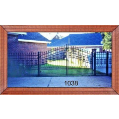 # 1038 Steel / Iron Driveway Entry Gate 12 Foot WD Dual Swing Residential 