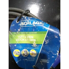 NEW SCHLAGE FLEXIBLE STEEL CABLE 15 Ft x 3/8 Inch 