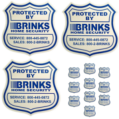 3 Security Yard Signs w/ 10 Security Stickers For Doors and Windows BRINKS ADT