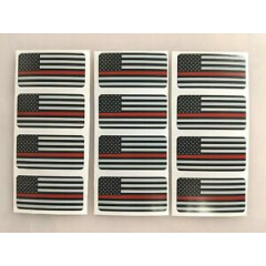 12 pack Thin Red Line AMERICAN FLAGS Firefighter Vinyl Stickers Hard Hat Helmets