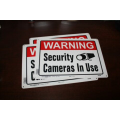WARNING SECURITY CAMERAS IN USE 3 SIGNS 10" x 14" Aluminum ( metal ) Hillman