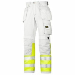Snickers 3234 Painters Hi Vis Mens Work Trousers White Class 1 SnickersDirec Pre