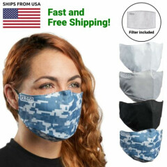 XRGO XM25GR Washable Reusable Cloth Face Mask w/ Carbon Activated Filter Gray