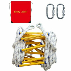 25FT Emergency Fire Escape Ladder Safety Portable Fire Ladder with 2 Carabiner