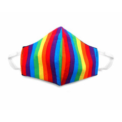 Fabric Face Mask Cotton Reusable Washable Kid Teen USA Handmade Rainbow Stripes