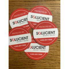 Lot of 5 PROTECTED BY Solucient Home Security Sticker/Decals Keep Safe