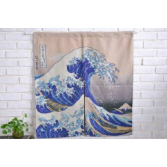 Japanese Door Curtain Tapestry Ukiyoe Hokusai The Great Wave Kanagawa Retro Deco