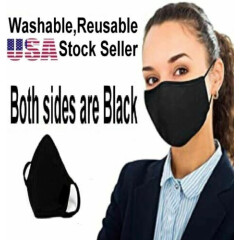 Face Mask 1 Pcs Reusable Washable Cotton Breath,Comfortable Double Layer Black