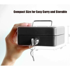 Small Fireproof Security Box Safe Chest Key Lock Money Document Cash Jewelry New