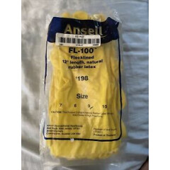 Ansell FL-100 - 24 Pairs - 12" Natural Rubber Latex Gloves #198 SIZE 9 / Medium