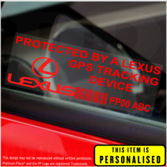 4 x Lexus PERSONALISED GPS Tracking Device-Security Stickers-Alarm-Tracker,Car