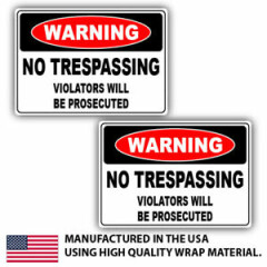 NO TRESPASSING Violators Will Be Prosecuted 5" x 3.5" Decal wrap sticker printed