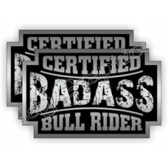 (2) Bad Ass BULL RIDER Rodeo Helmet Stickers | Decals Label Motorcycle Hard Hat