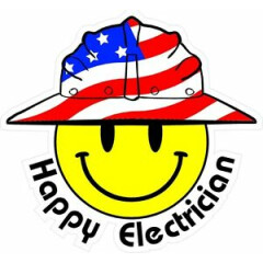 3 - Happy Electrician Smiley USA Hardhat Oilfield Helmet Toolbox Sticker H838