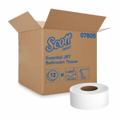 Scott Essential JRT 2-Ply Bathroom Toilet Tissue Paper Rolls White 12 Ct 07805
