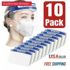 10pack Clear Re-Useable Face Shields. Comfortable, Light Weight Brand New!