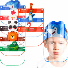 8PCS Kids' Protective Safety Face Shields Reusable Clear Covering Cartoon Animal